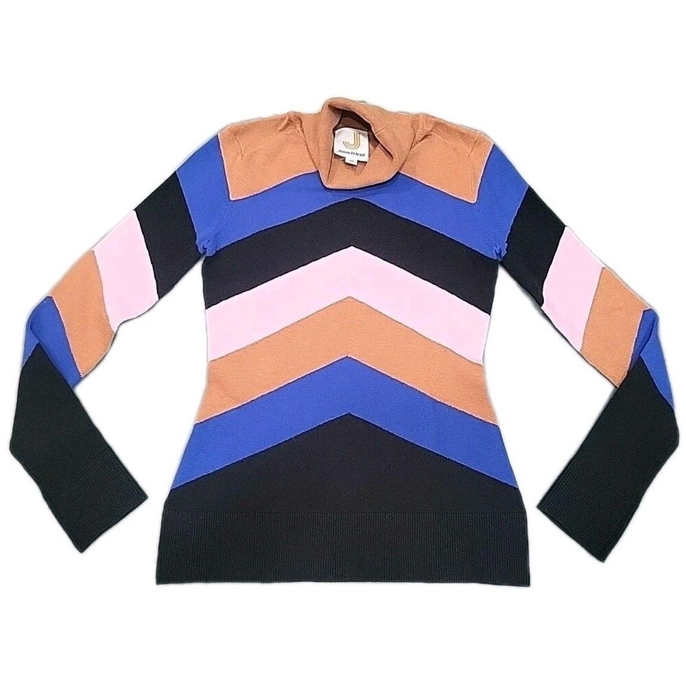 JoosTricot Chevron Colorblock Ribbed Knit Turtleneck Sweater EUC XS